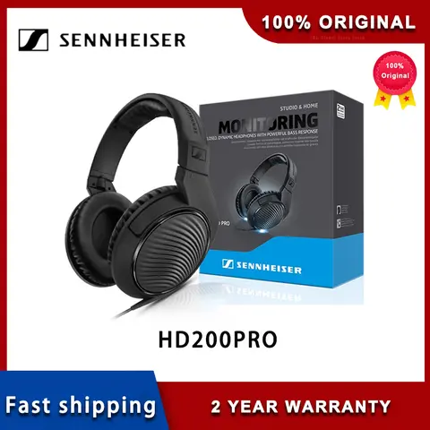 Sennheiser HD200Pro Professional Monitor Headphones Deep Bass Earphone Wired Noise Reduction HIFI Headset Gaming Music Headset
