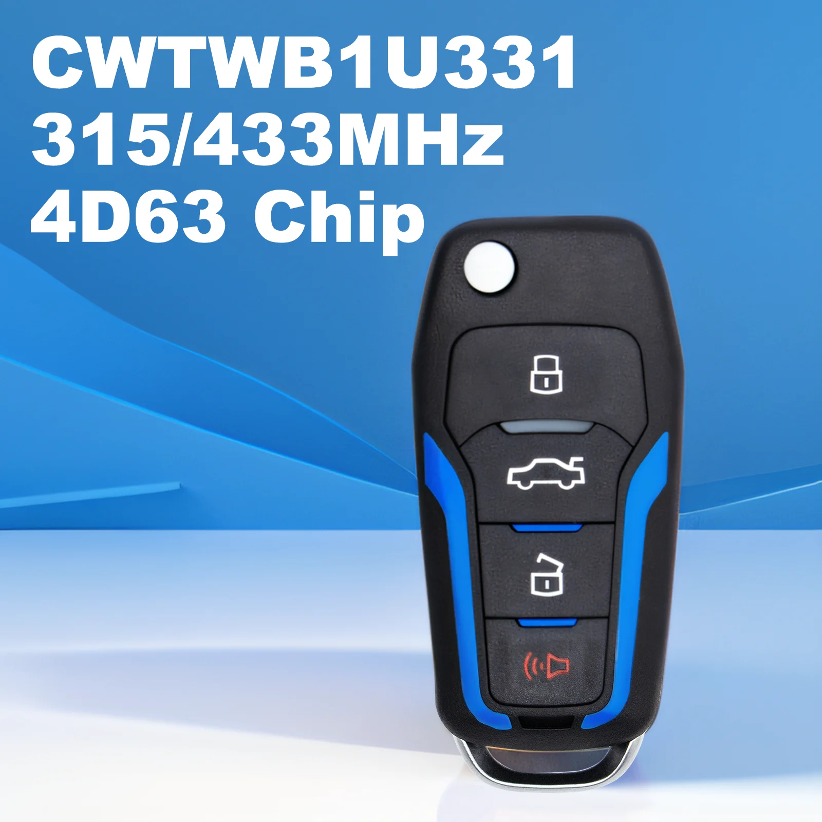 

CWTWB1U331 4D63/80bit Car Key for Ford ASK 4 Buttons Remote Fob Modified Vehicle Key with Chip 315/433MHZ Car Control Key