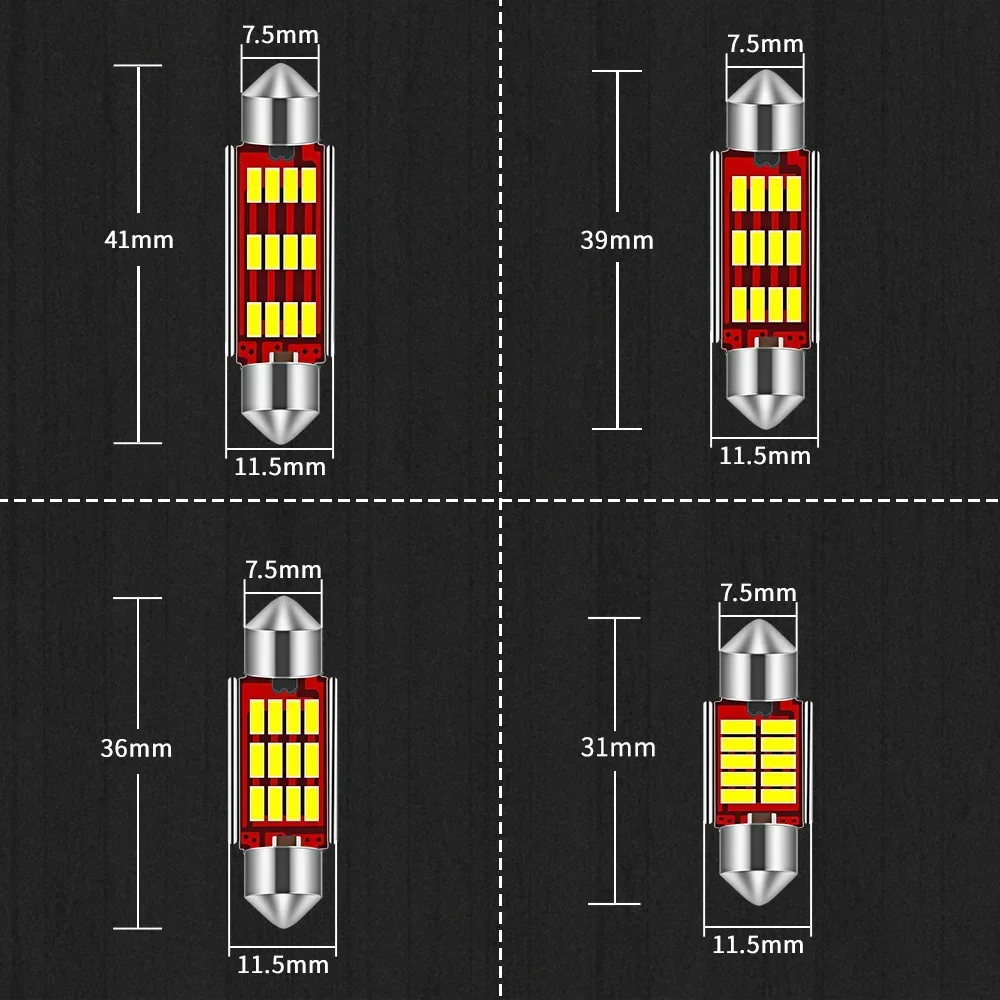 4PCS C5W 12SMD Led …