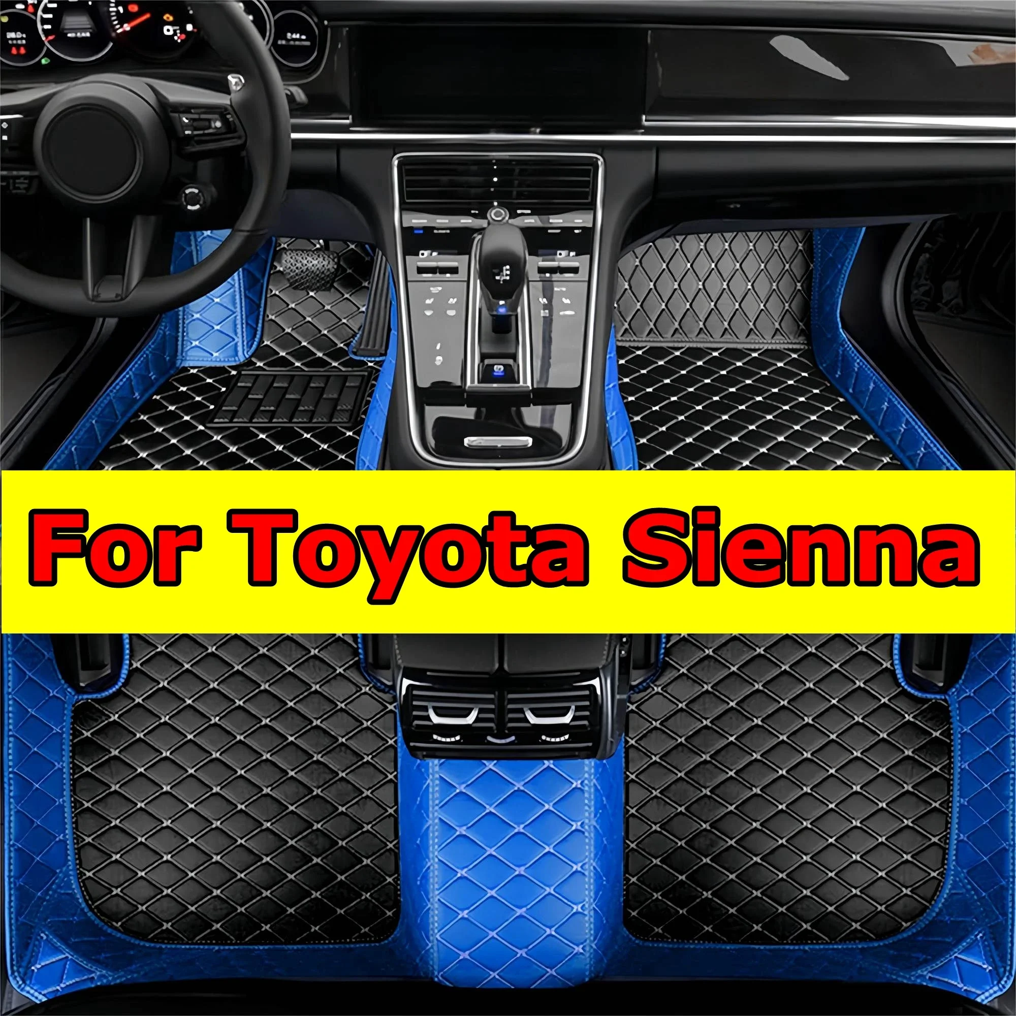 

Thickening Car Floor Mats for Toyota Sienna 2005 2006 2007 2008 7 seats Leather Coverage Floor Liners 3D Waterproof Luxury Carpe