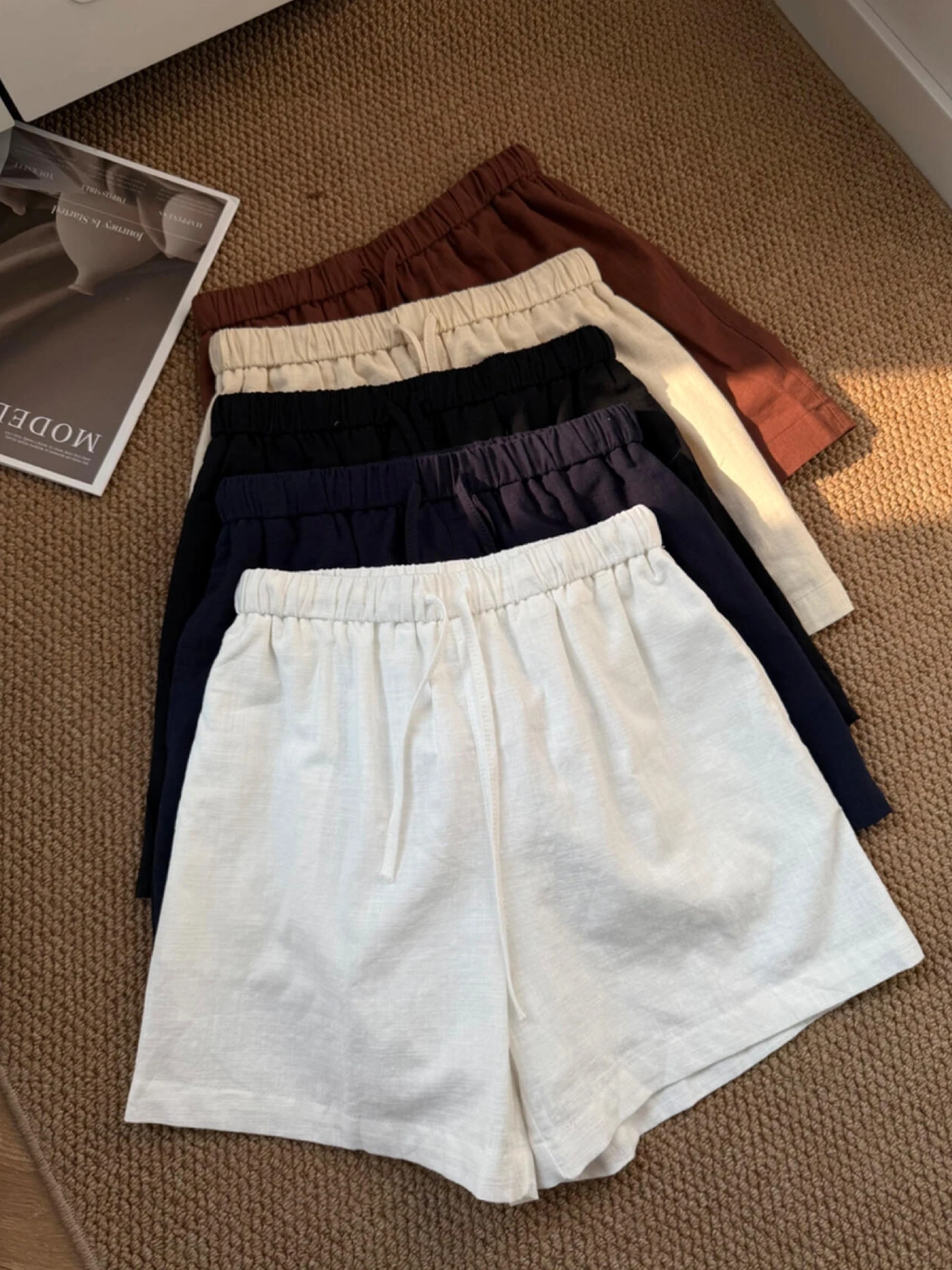 

Emily Clud Recommended Linen orts Women's Spring Summer Small Size Elastic Waist A-Line Casual Wide Leg Pants