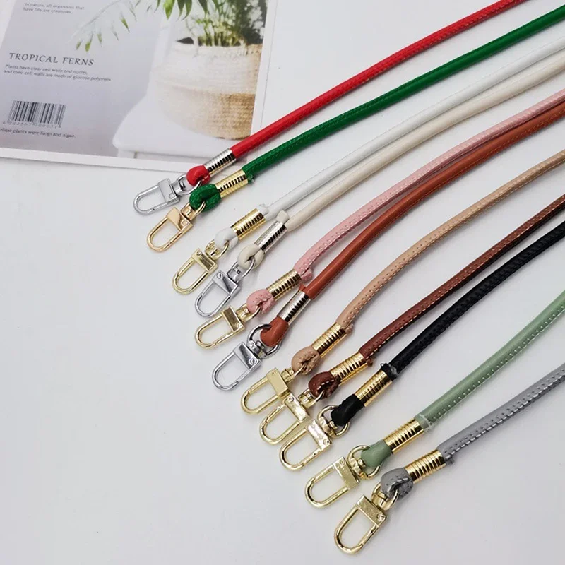 Unicolor Leather Crossbody Bag Strap Replacement with Phone Loss Prevention Chain for DIY Bag Making Projects