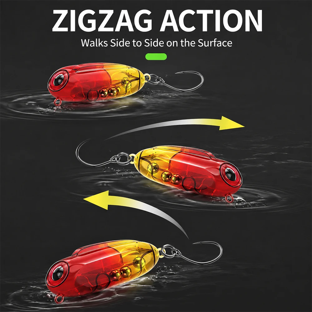 ZUKIBO Topwater Pencil Lure Auto Walking Dog Micro Fishing Bait Floating Long Cast Bass Perch Predator Single Hook Multi Style – Detail 8