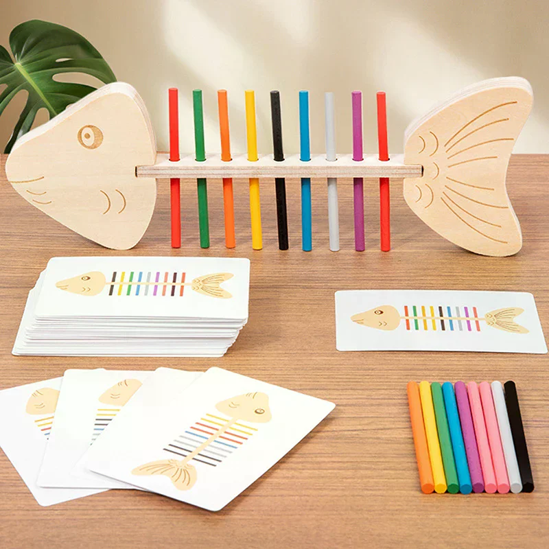 Giocattoli sensoriali Montessori con abbinamento di colori Bastone di equilibrio in legno Gioco di allenamento fine Giocattolo puzzle per ragazzi Ragazze Regalo di compleanno
