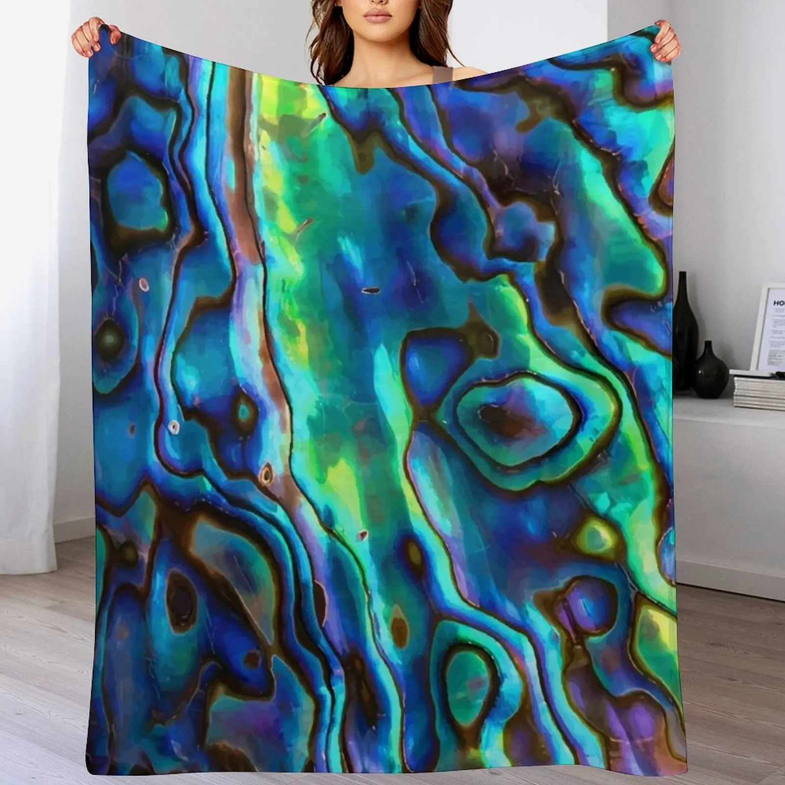 

New Zealand Paua Shell - Kiwi Design Kiwiana Mori Throw Blanket Hairy Blankets For Sofas Plaid Thermal Blankets