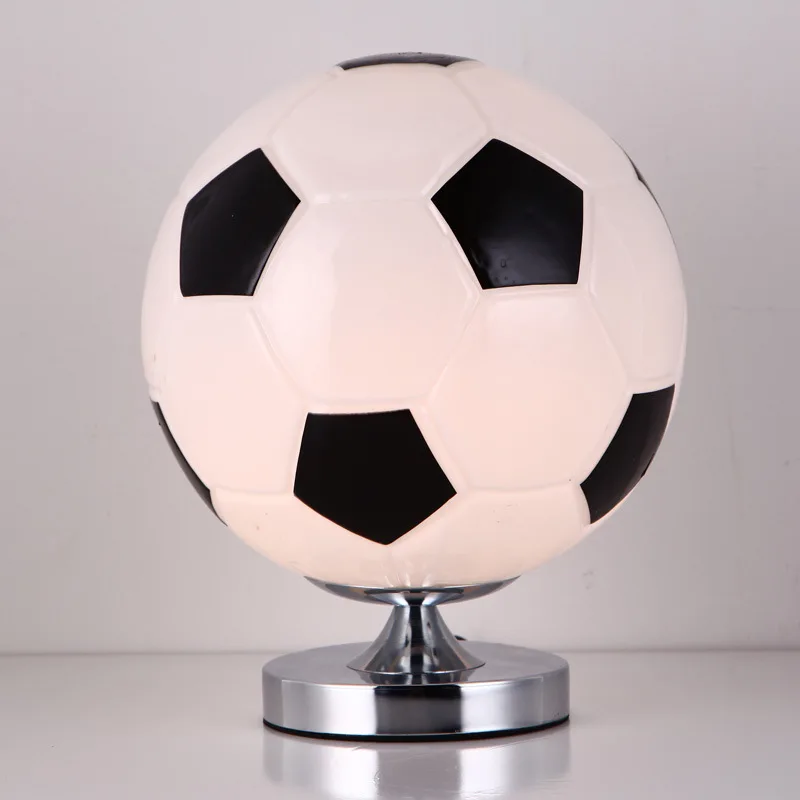 Creative Football Basketball Table Lamp Glass Bedside Light for Kids Room Bedroom Decor Simple Nightstand Desk Lighting