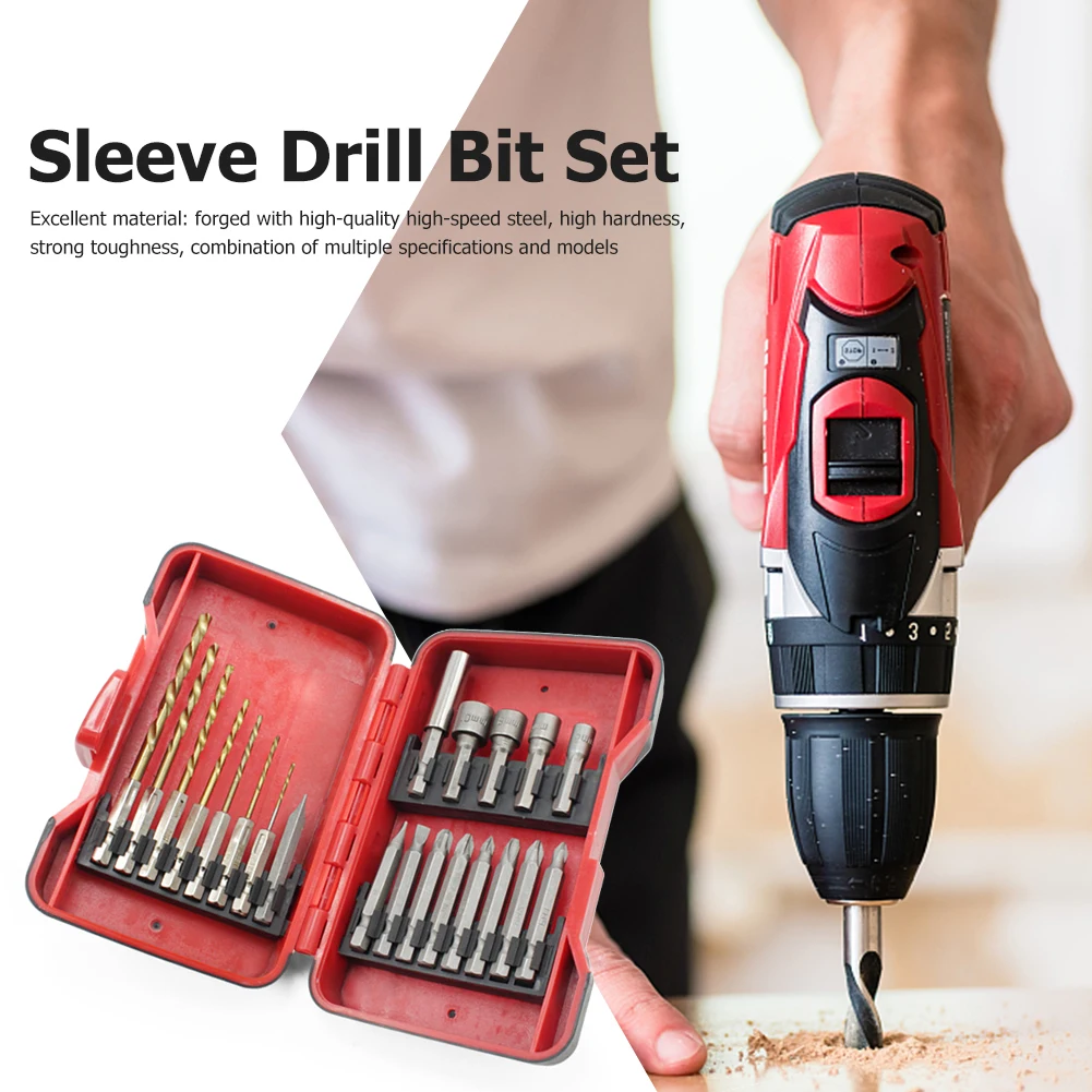 

21pcs/set Double Head Drill Bits Professional Drill Bits Socket Adapter Sleeve Woodworking Hand Tool for Wood Board Plastic