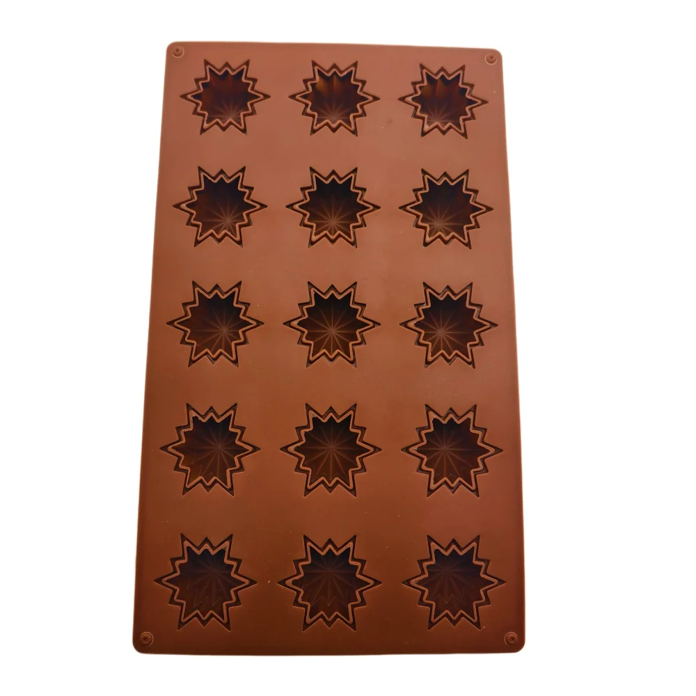 15 Cavity 8 Point Star Silicone Mold 3D Snowflake Chocolate Mold Non Stick  Mini Mousse Candy Jelly Cake Wax Melt Baking Mould