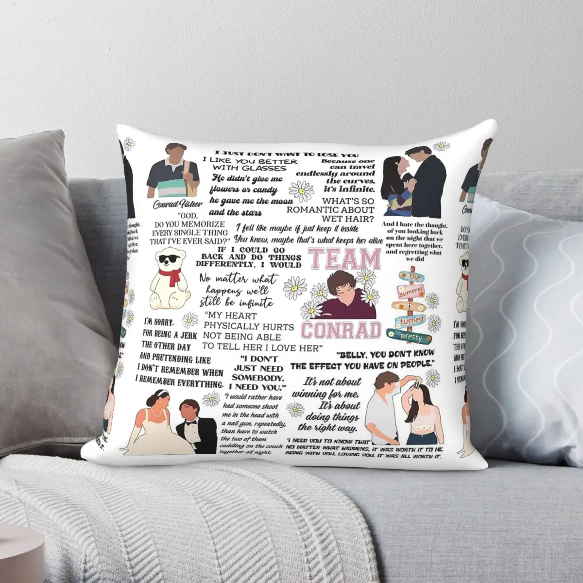 Team Conrad The Summer I Turned Pretty Square Pillowcase Polyester Linen Velvet Creative Zip Decorative Sofa Cushion Cover