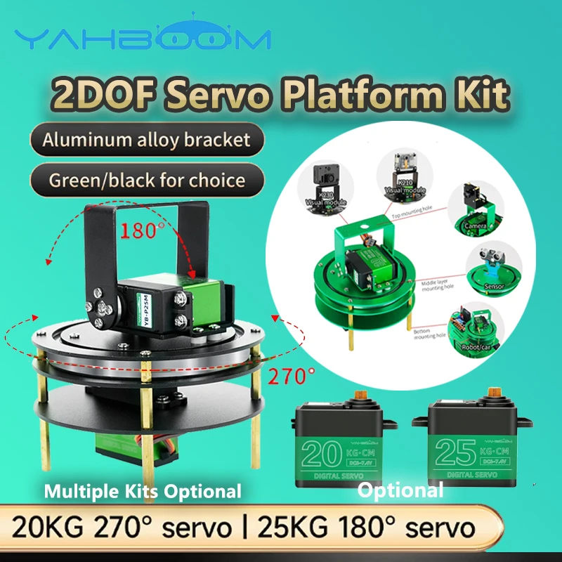 

2DOF Servo Platform Electric Rotatable Rotary Base Platform Kit For K230/DIY Smart RC Car 20KG/25KG Metal Digital Servo Optional