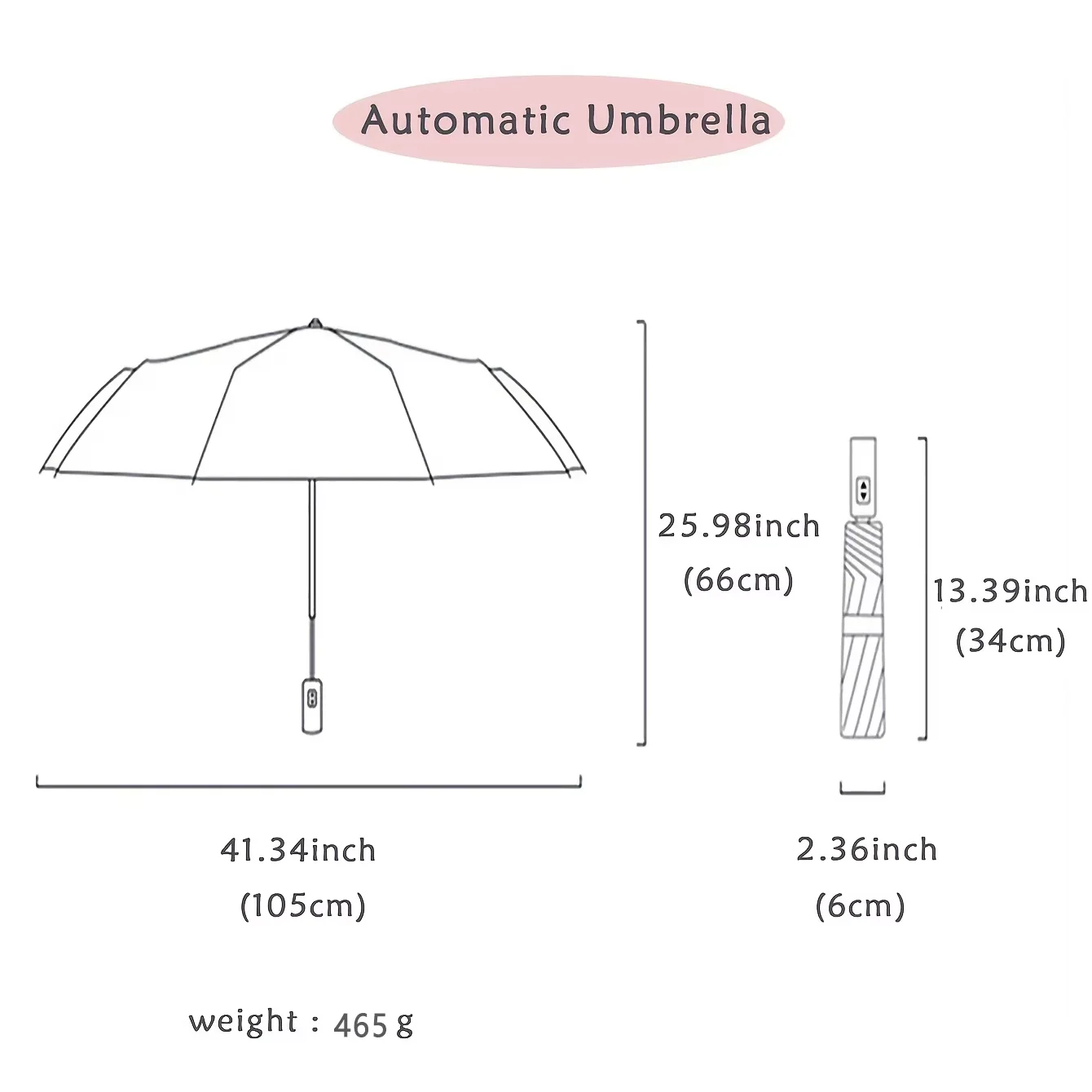 Travel Umbrella Compact Collapsible, Automatic, Strong and Portable, Wind Resistant, Folding Umbrella for sun, black umbrella