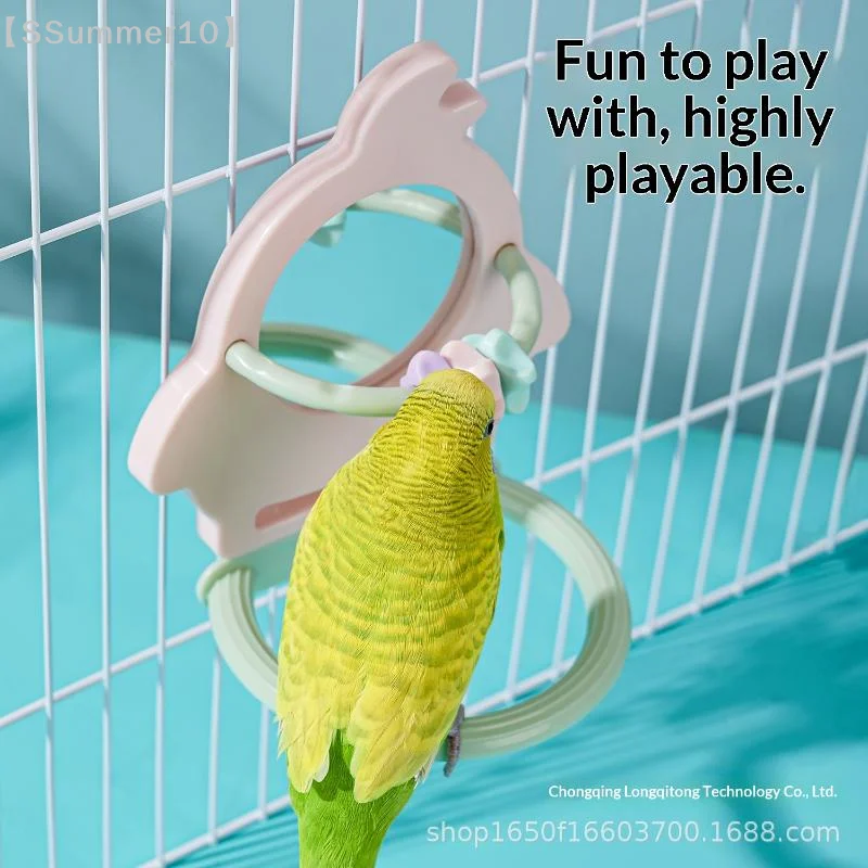 【SSummer10】Interactive Bird Mirror Relieve Boredom Toy - Parrot Grinding Teeth Stand Gnawing Pole for Birdcage Accessories【SS】 view 3