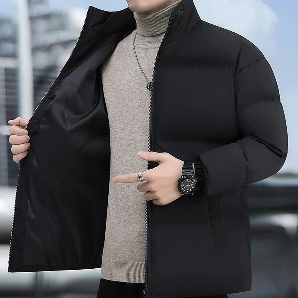 

Мужская теплая парка с воротником-стойкой, однотонная, больших размеров, для комфортного ношения