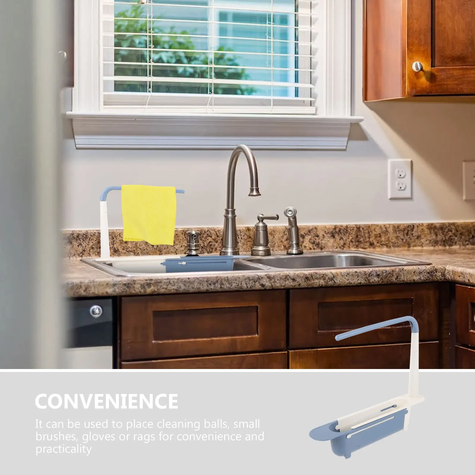 

Telescopic Sponge Holder Kitchen Sink Organizer Simple Design Practical Use Cost-Effective Housewarming Gift Cleaning Balls