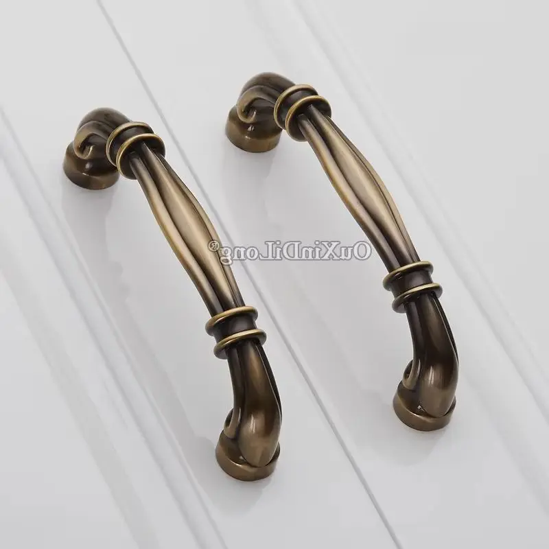 Retro 10PCS Solid Zinc Alloy Furniture Pulls Handles Drawer Knobs Cupboard Wardrobe Kitchen Closet Dresser Cabinet Door Pulls
