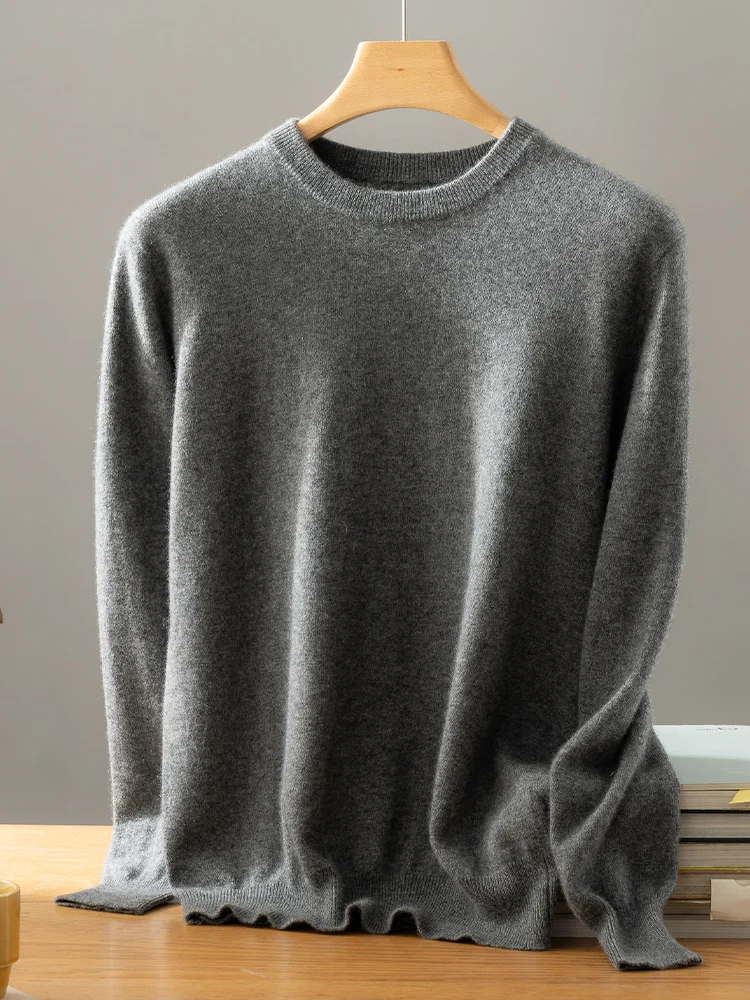 Men 100% Cashmere Sweater Autumn Winter Basic Round neck Long Sleeve Pullover Cashmere Knitwear Smart Casual Soft Warm Tops