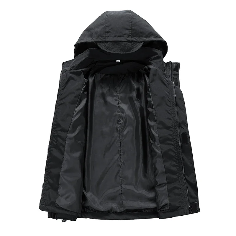 Men's Pocket Trench Jackets Korean Hooded Casual Warm Coat Men Outdoor Windproof Streetwear Jackets Male