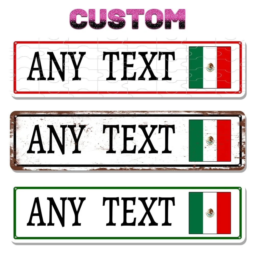 Custom Mexico Flag Aluminum Sign 16x4