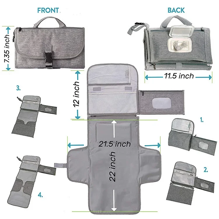 Diaper changing pad Waterproof   Diaper Changing Mat Foldable   Changer Pad Portable Tissue Toys Storage Bag