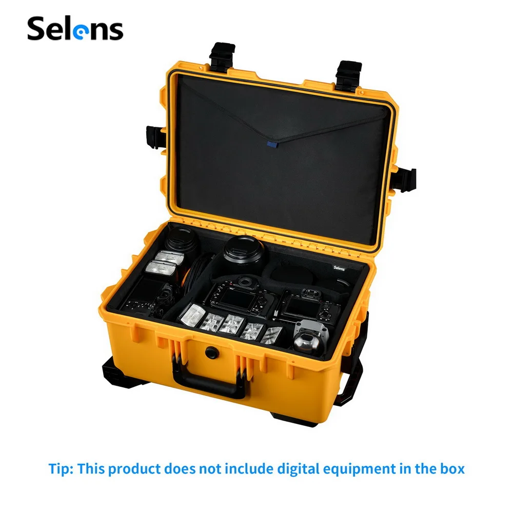 Selens SHP2_SE5129-S-Y Padded Dividers WaterProof Dry Lockable Hard Shell Camera Box Protection Case for Photography Equipment