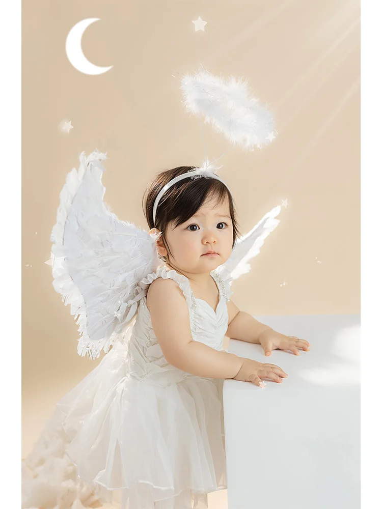 Hundred Day Baby Photography Costume Angel Theme Girl Hundred Day Photo One Year Old Baby Prop disfraz bebes  신생아촬영