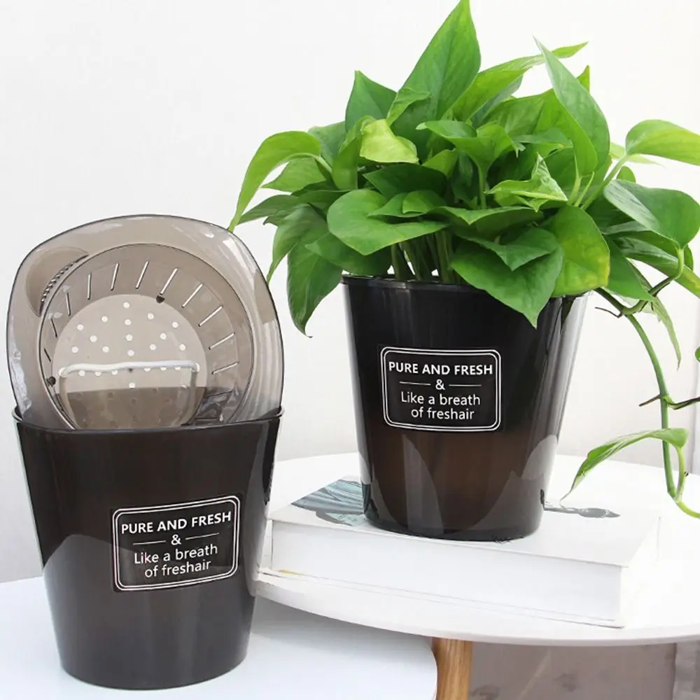 Self Watering Plant Flower Pot Desktop Plastic Automatic Water Absorption Vase Hydroponic Simple Planter Pots Room Decor