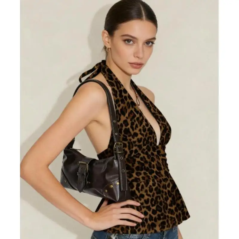 Summer New Style Neck Hanging Sexy And Fashionable V-neck Polka Dot Multi-color Pleated Strap Niche Design Casual Versatile