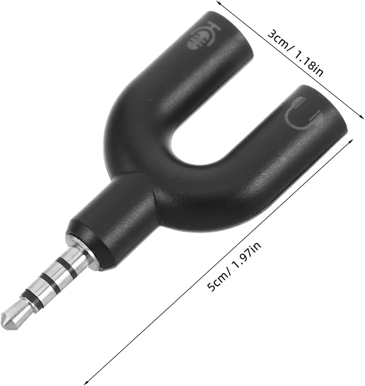 2 Pack Headset Splitter Adapter, U Shape 3.5mm 4 Pole Male to 2 x 3 Pole Female Headphone Y Splitter for Audio Stereo Headphone