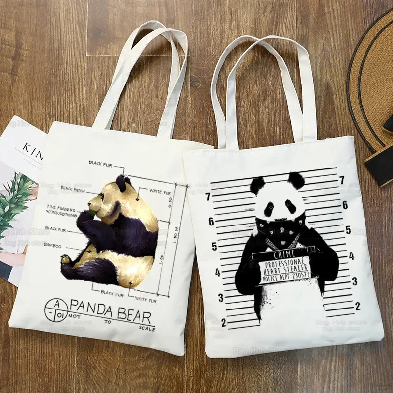 Panda I'm Not Lazy I Just Enjoy Doing Nothing Canvas Bag Women Large Storage Handbag Shoulder Bag Tote Reusable Student Bookbag