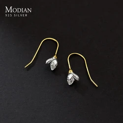 Modian Minimalist Splicing Color Flower Earrings Real 925 Sterling Silver Exquisite Gifts Jewelry For Women Gold Color Earring