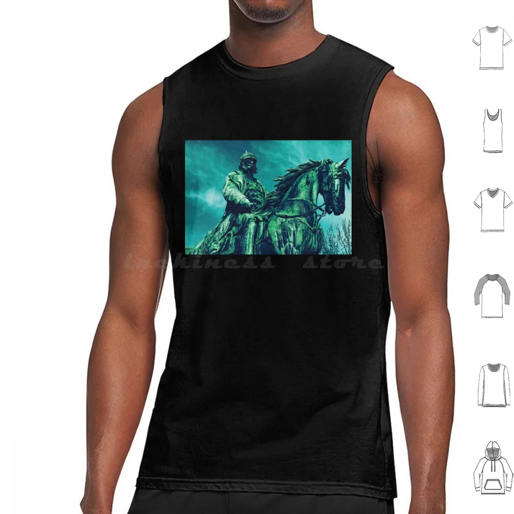 Kaiser Wilhelm I On A Horse-German Kaiser Tank Tops Print Cotton Kaiser Willhelm Horse Statue Monument German Emperor