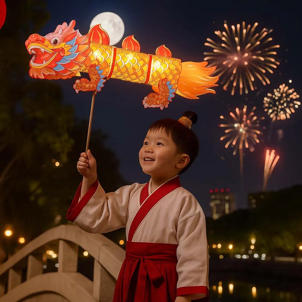 

Chinese Style Children's Loong Lantern PVC Handheld Mid-Autumn Festival Lamp Intangible Cultural Luminous