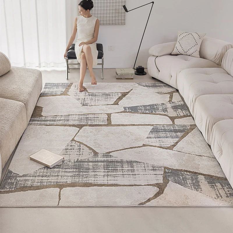 Nordic Light Luxury Geometric Living Room Bedroom Carpet Modern Luxury Floor Rug No Glue Simple Home Decor Sofa Coffee Table Mat