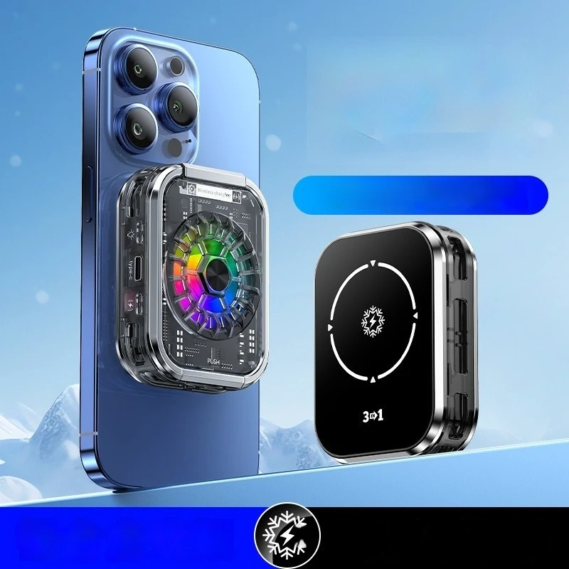 Magnetic Phone Cooler with Wireless Charging Semiconductor Cooling Fan Gaming Radiator Fast Heat Dissipation for iPhone Android