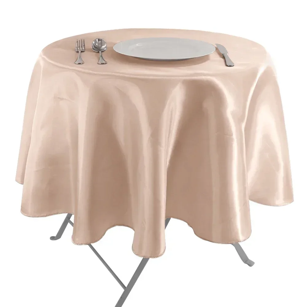 Satin Tablecloths Round Solid Table Cover White for Restaurant Birthday Wedding Party Hotel Round Table Cloth Home Decoration