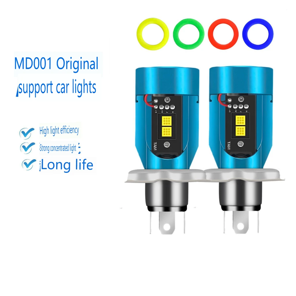 

H4 LED Headlight Bulbs 12V 34W 6000K Motorcycle Angel Eye Lights Built-in Headlamp