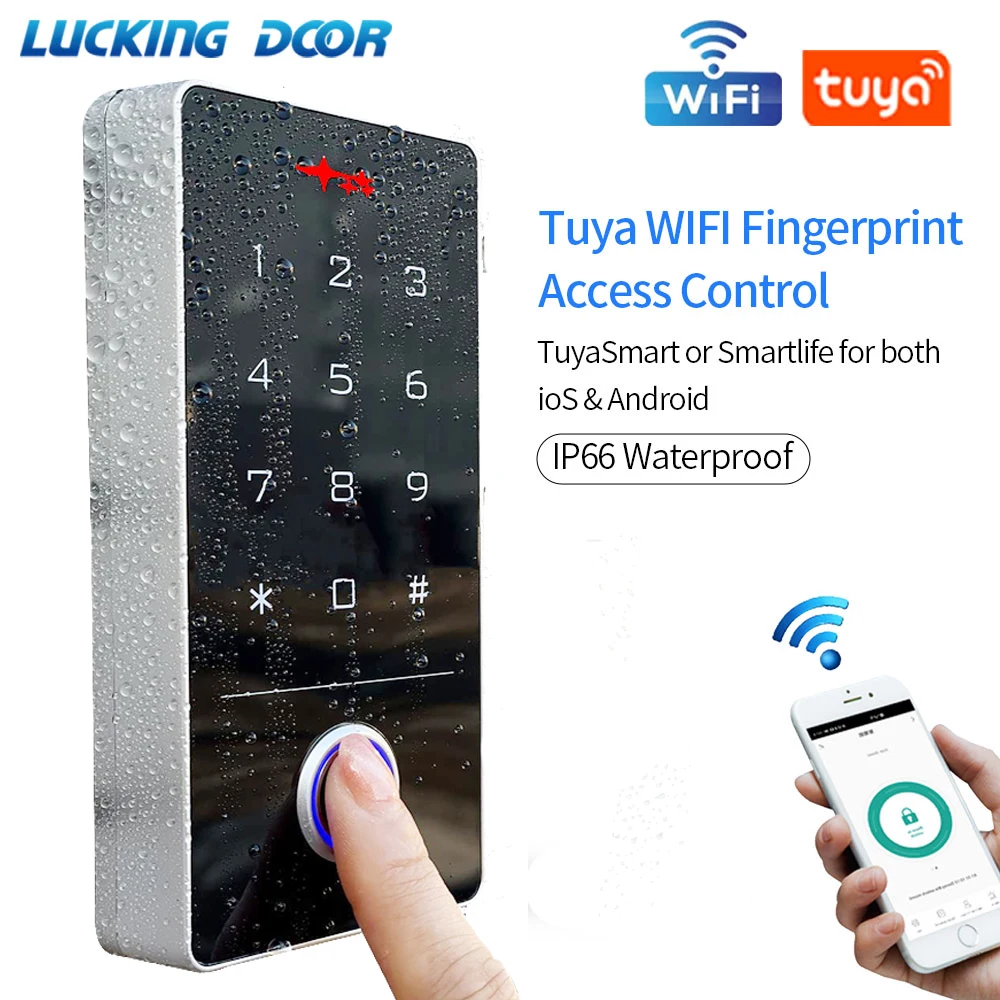 Waterproof Tuya App Wifi Access Control Keypad Fingerprint Smart Home Security Protection Digital Eletric RFID Door Lock System