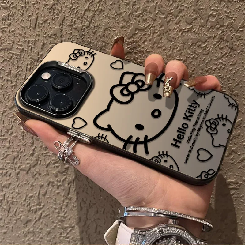 Original Sanrio Hello Kitty Cases For iPhone 15 14 13 11 12 Pro Max XS XR 7 8 Plus Cartoon Cute Shockproof Painted IMD Cover Y2K