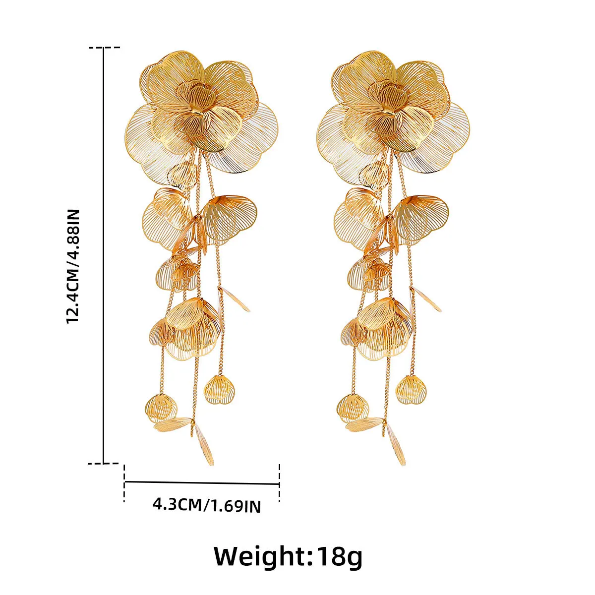 Summer New Women's Luxury Alloy Flower Multi Layer Flower Earrings