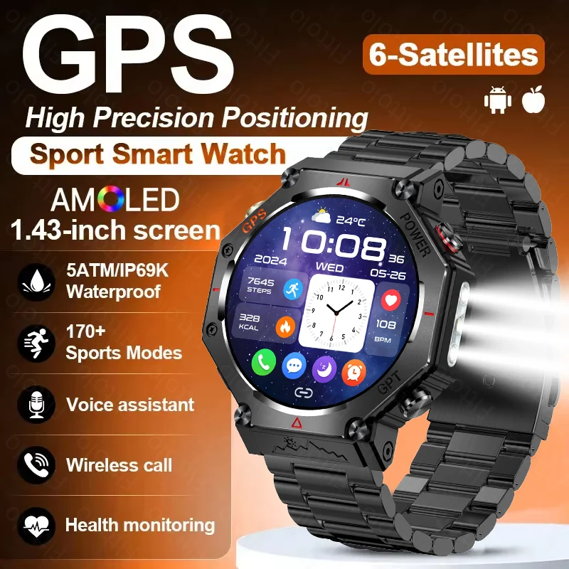 

2025 New 5ATM Ultra GPS Smart Watch Mens Rugged Smart Watch Military Electronic Waterproof Digital For HUAWEI Original Bracelet