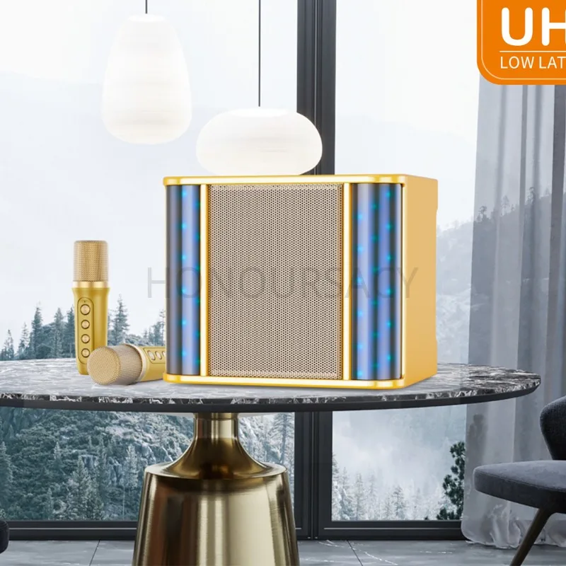 

YS-235 Portable Bluetooth Speaker HIFI Karaoke Speakers with 2 Wireless Mics LED Lights Bluetooth for Home Party