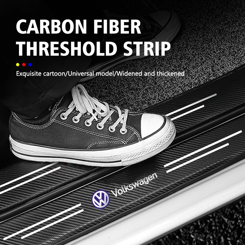Tira protectora impermeable para alféizar de puerta de coche, pegatina de fibra de carbono para Volkswagen VW Tiguan CC Jetta Polo Golf 4 5 6 Passat B5 B6 B7 CC