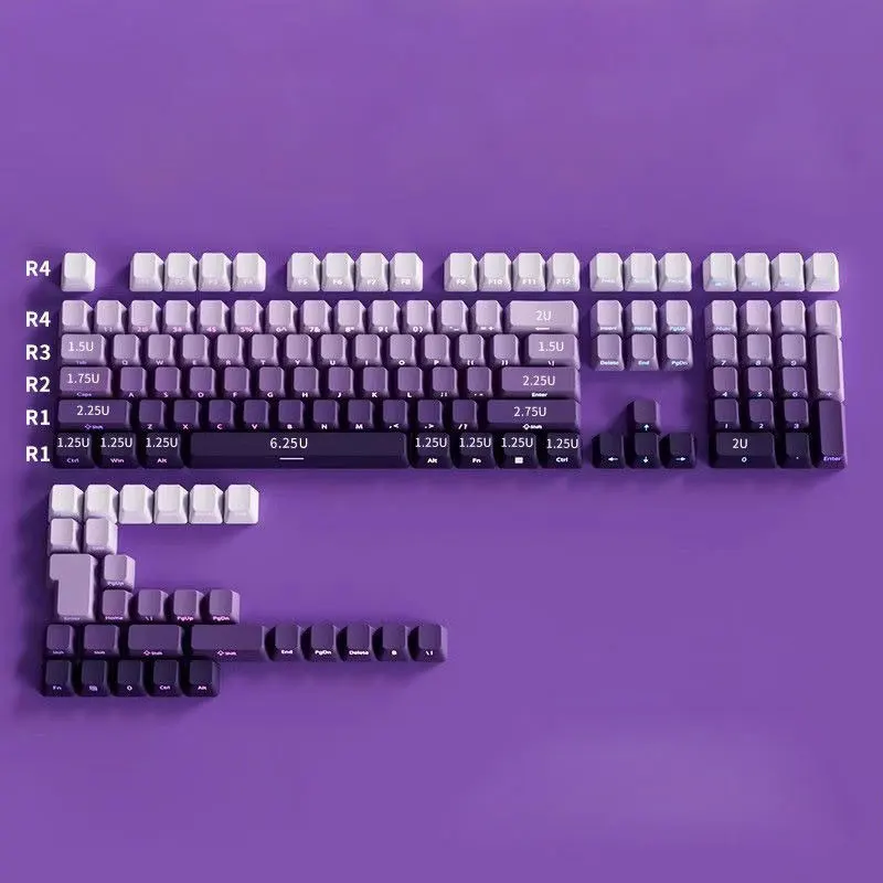 131 Keys Purple Gradient Keycaps Cherry Height PBT Thermal Sublimation DIY For 61 87 98 104 108 Keys Mechanical Keyboard