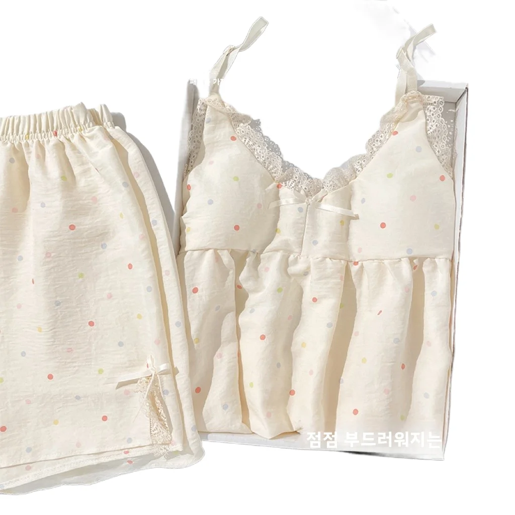 

Cute Ort Sve Orts Summer Home Clothes Sweet Home Two-Piece Set Youth Casual Cotton Polyester Spring Summer