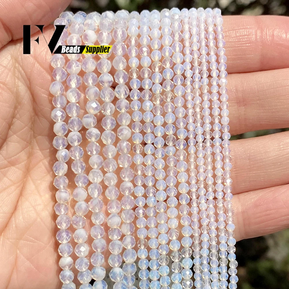 2/3/4mm Natural Faceted White Pink Red Orange Color Jaspers Agates Jade Stone Beads For DIY Jewelry Making Bracelet Accessories