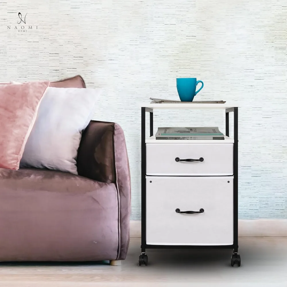 

2-drawer office storage file cabinet with shelf, under desk storage, wheels