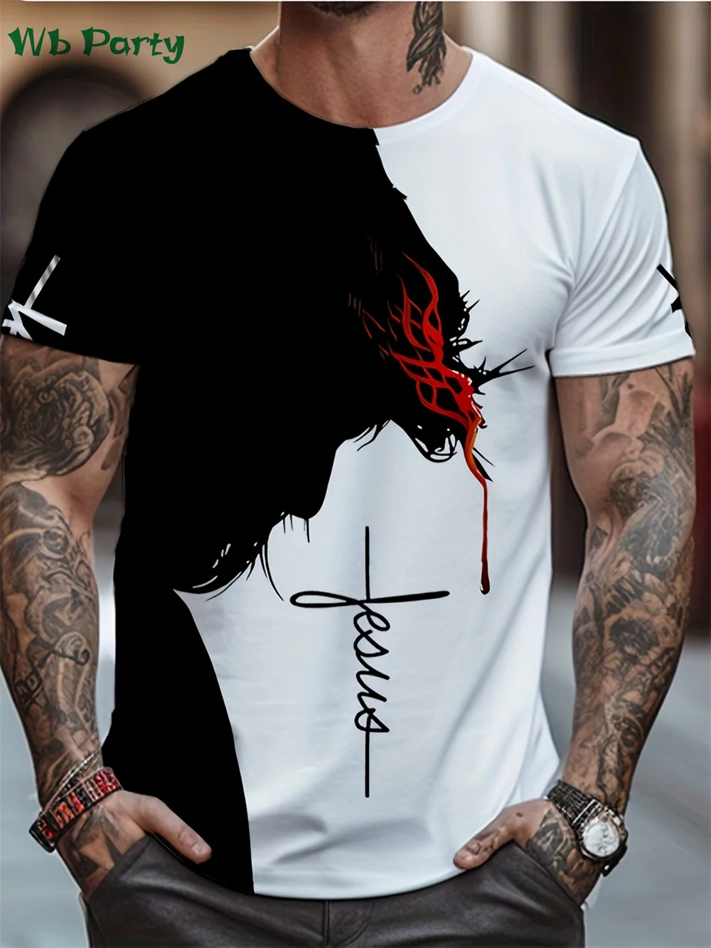 Jesus Pattern Print Designer Clothes Men Jesus Print T shirts for Men Jesus Shirts Graphic Tee Men\'s Summer Clothes Designer Tee