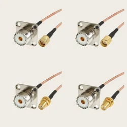 PL-259 SO-239 UHF Female Jack to SMA RP SMA Male Female  4 hole Flange 25*25mm Pigtail Jumper RG316 Cable