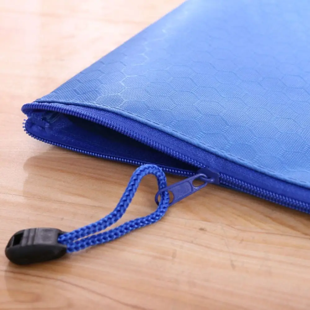 Color A4 Zipper File Bag Waterproof Oxford Cloth File Folder Large Capacity Portable Stationery Storage Mesh Bag