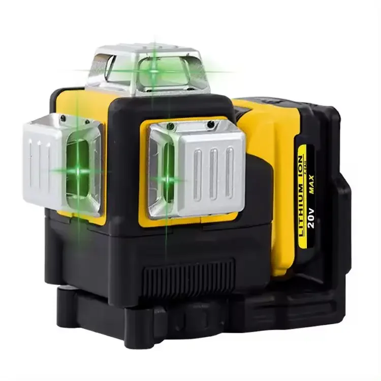 JSD Portable Cordless Green Beam Line Laser Level 12 Lines 3d Self-leveling 360 Laser Level